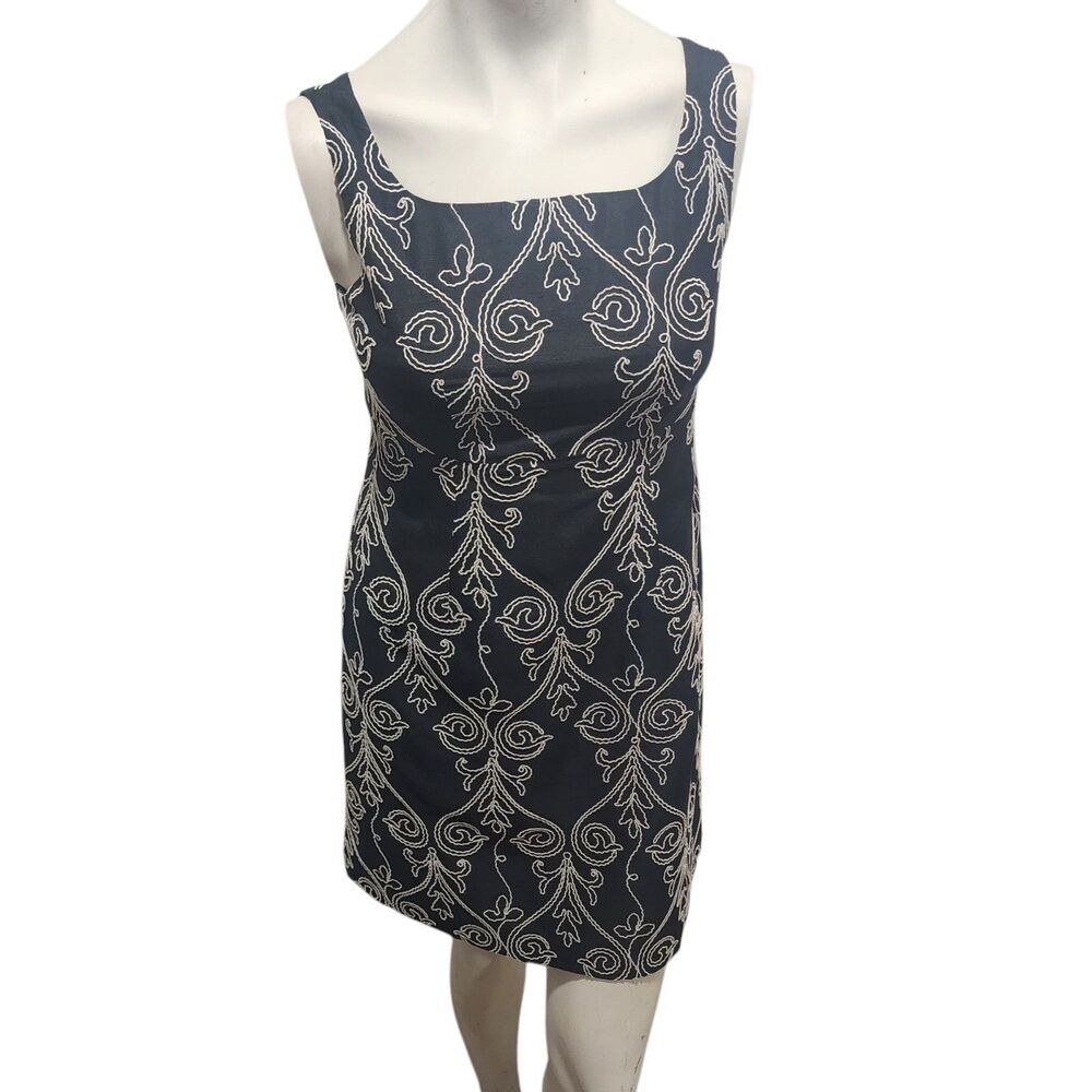 Nicole Miller Pencil‎ Dress Womens SZ L Embroidered 90s French Simple Old Money